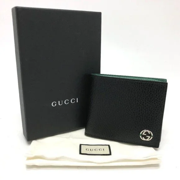 GUCCI Interlocking G Folded wallet Leather Black/SilverHardware